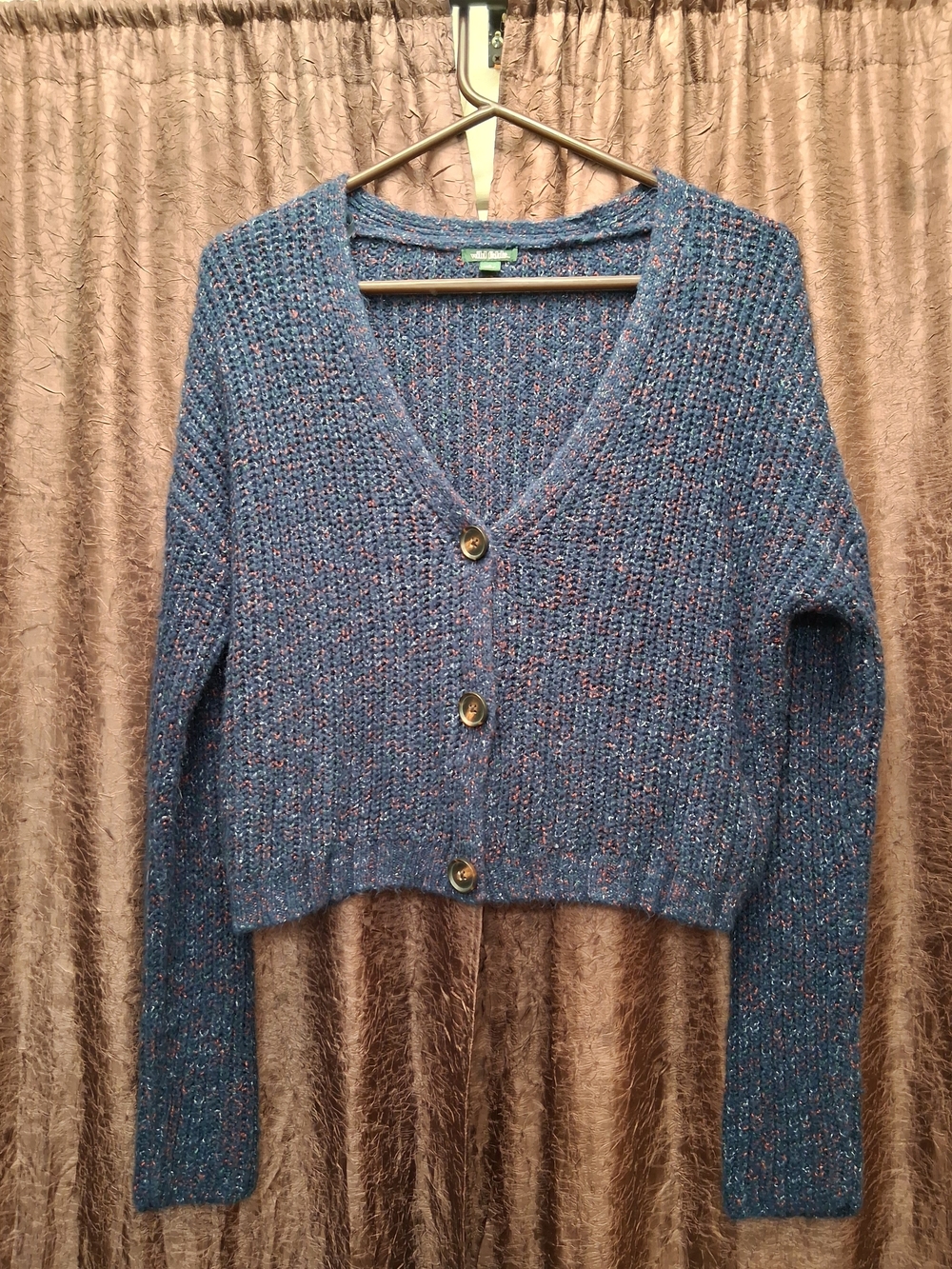wild fable Blue Speckled V‑Neck Button Cardigan